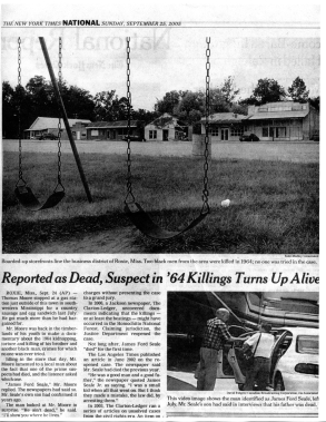 2005-9-25 NY Times Article 'Reported as Dead, Suspect in '64 Killings Turns up Alive' Sept 25 2005 #1 copy